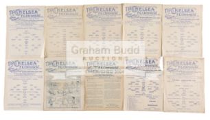 10 Pre-War Chelsea home programmes, mostly single sheets v Liverpool 1919/20,