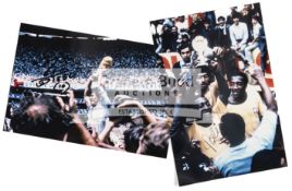 Signed photographs of football legends Pele and Diego Maradona,