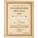 1929 Wimbledon programmes for Monday 24th, Tuesday 25th and Friday 28th June,