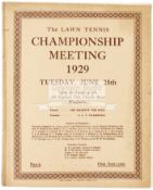 1929 Wimbledon programmes for Monday 24th, Tuesday 25th and Friday 28th June,