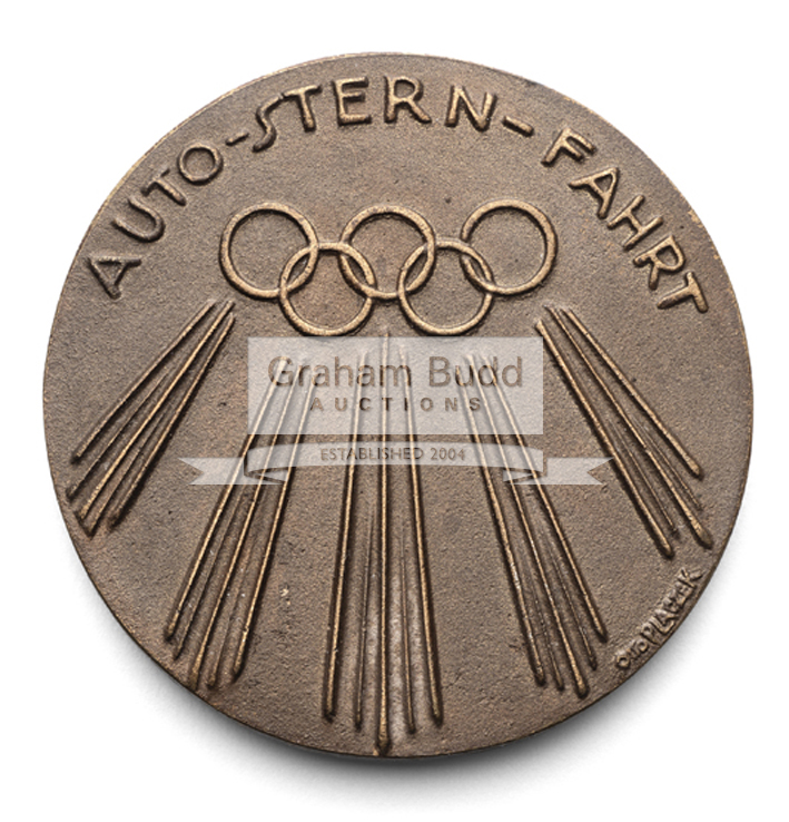 Berlin 1936 Olympic Games medal for the motoring rally, in bronze, designed by Otto Placzek, - Image 2 of 2