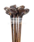 Nine hickory shafted woods,