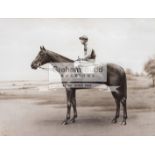 Two photogravures of Bernard "Brownie" Carslake mounted on two of his St Leger winners Keysoe and