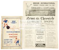 Scotland v England International programme played at Hampden Park 15th April 1939,