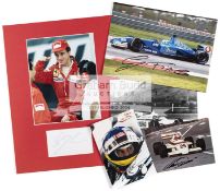 A group of five signed photographs of F1 drivers,