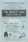 Carlisle United v Nelson programme 26th December 1929,