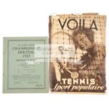 1927 Wimbledon programme Monday 4th July, a rare copy,