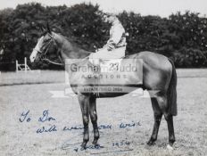 A collection of horse racing photographs and prints, featuring a Gordon Richards signed 16 by 21cm.