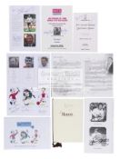 Collection of seven autographed menus,