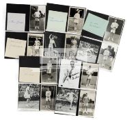 A signed selection of Tennis b&w postcards of tennis legends, including Doris Hart, Tony Trabert,