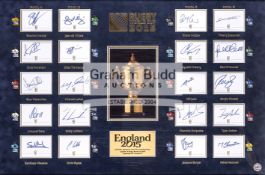 A 2015 Rugby World Cup captains-autographed display,