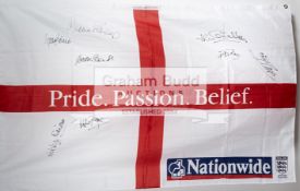 Large England supporter's flag signed by 1966 World Cup winning players,
