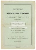 A rare Wartime Football programme Combined Services XI v England F.A.