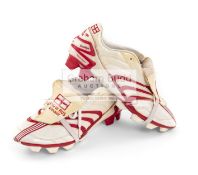 A pair of David Beckham England football boots issued for the match v Russia, 12 September 2007,
