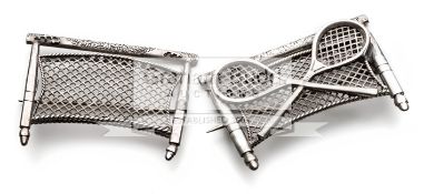 Two Victorian silver tennis brooches,