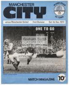 The rare Manchester City v Manchester United postponed match programme 1st December 1973,