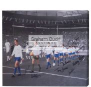 Manchester United 1968 European Cup Winners part colourised canvas signed by 8 players,