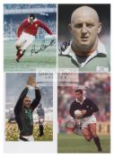Thirteen signed photographs of international rugby stars, comprising a mix of 12 by 8in.