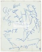 Autographs of the England football team who played Wales at Ninian Park 19th October 1957,