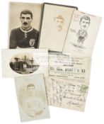 A group of six postcards/photographs relating to the footballing brothers Billy & Sam Meredith,