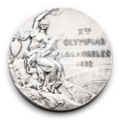 Los Angeles 1932 Olympic Games silver second place prize medal, designed by Prof.