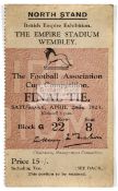 1923 FA Cup Final match ticket between West Ham United and Bolton Wanderers on the 28th April at