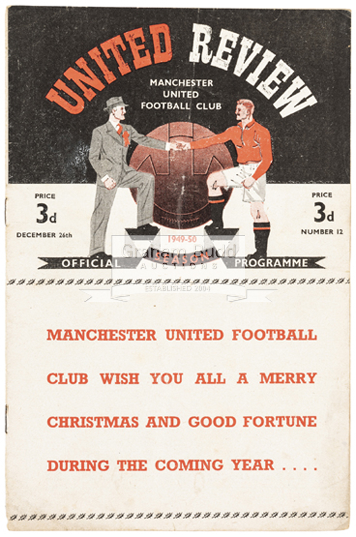 Ten Manchester Utd home programmes season 1949/50, v Arsenal, Weymouth, Chelsea, Burnley,