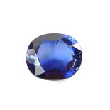 Loose oval cut synthetic sapphire.