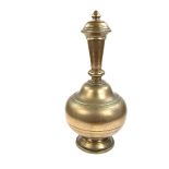An Indian brass water flask, Surahi or Surai, Northern India, 19th century.
