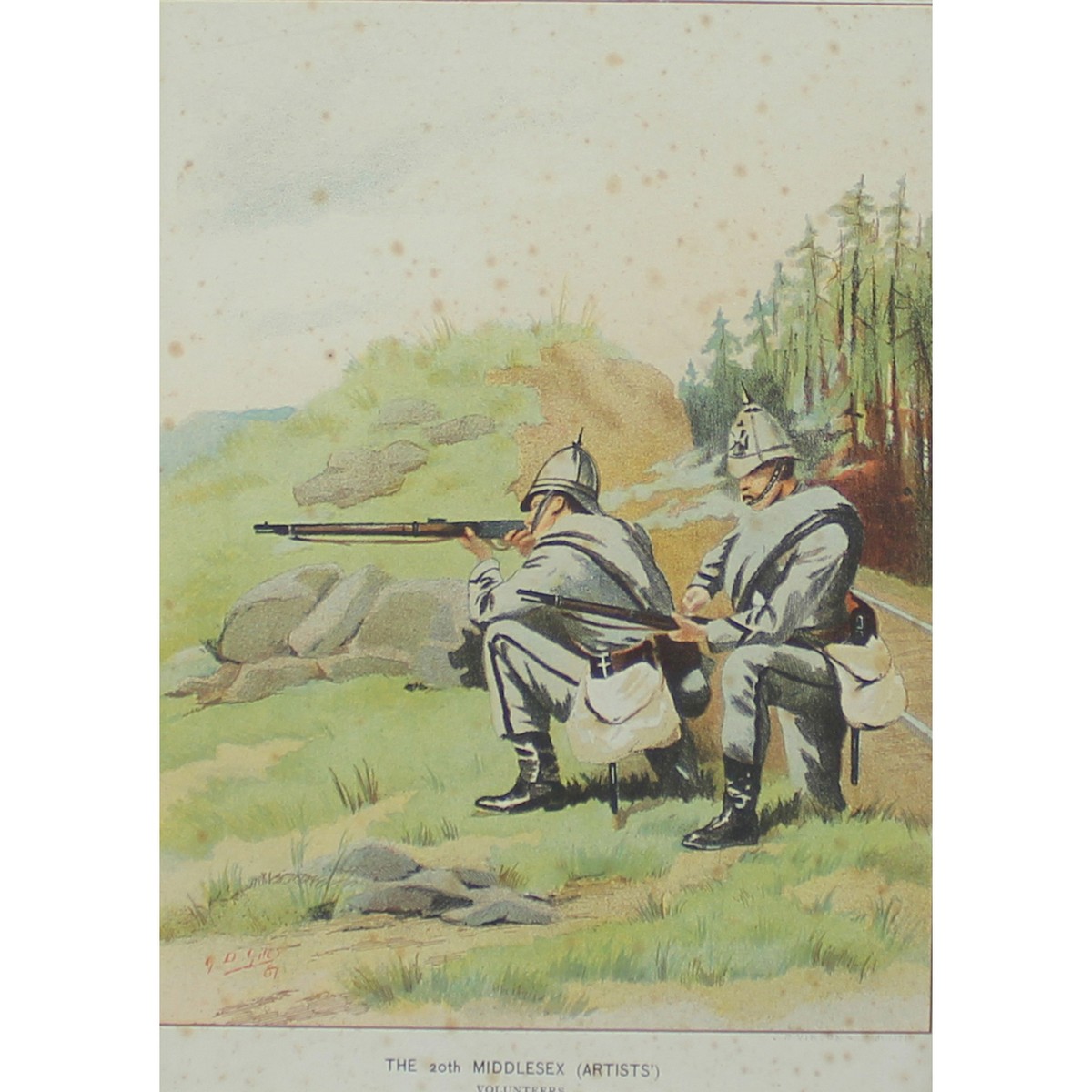 Of World War I and II interest, Group of three prints, Artists' Rifles Uniforms 1859 to 1918. - Image 3 of 3