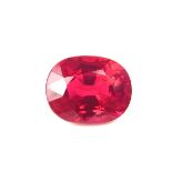 Loose oval cut synthetic ruby.