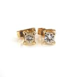 18 ct yellow gold diamond earrings.