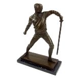 A French bronze sword fencing sculptural figure, 20th century.