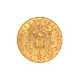 1866 French gold 20 Franc coin.