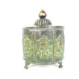 A Tibetan brass box and cover, possibly late 19th/early 20th century.