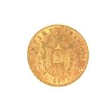 1863 French gold 20 Franc coin.
