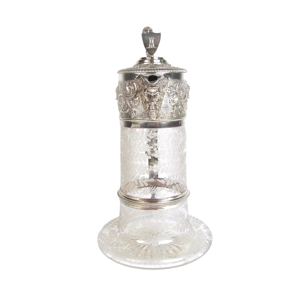 A fine Victorian electroplated silver mounted and engraved crystal claret jug. - Image 2 of 3