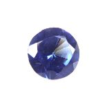 Loose circular cut synthetic sapphire.