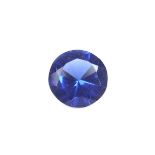 Loose circular cut synthetic sapphire.