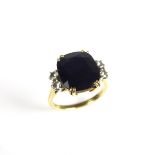 18 ct yellow gold sapphire and diamond ring.