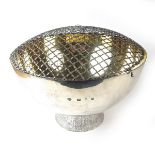 A large modern silver flower bowl, 1970s.
