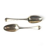 A pair of early George III silver table spoons.