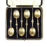 A George VI set of six parcel gilt silver teaspoons.