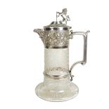 A fine Victorian electroplated silver mounted and engraved crystal claret jug.