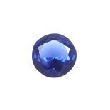 Loose circular cut synthetic sapphire.