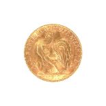 1910 French gold 20 Franc coin.
