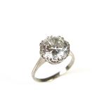 Platinum diamond solitaire ring.