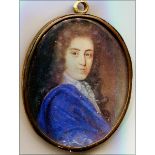 A Seventeenth Century Gentleman with a blue coat and white ruff.