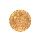1907 French gold 20 Franc coin.