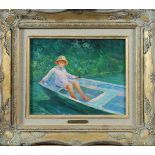 Leuers, Jeanette b1942 French Child in a Boat.